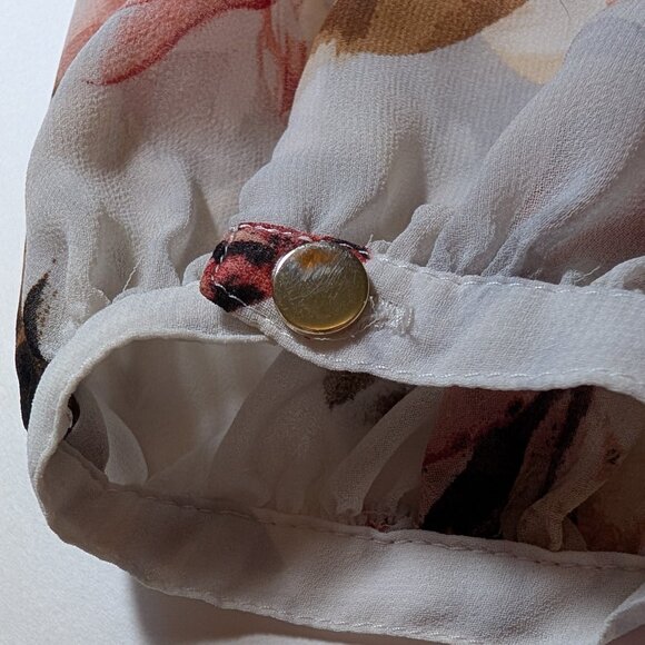 White House Black Market Zaida Boho Blouse in Ecru w/ Luscious - Picture 13 of 16